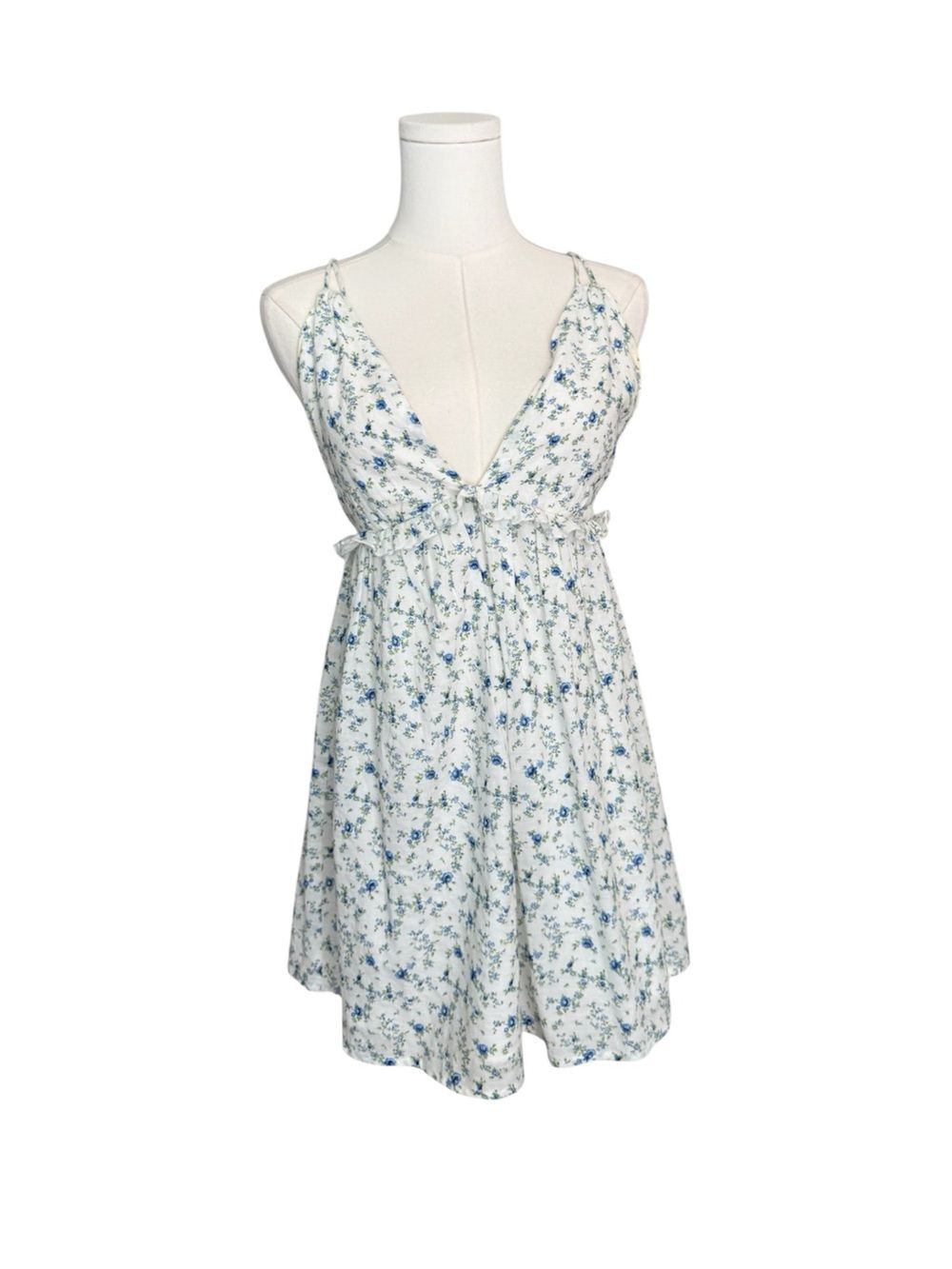 Sky to Moon Ditsy Floral Open Back Mini Dress Prairie Cottagecore Small
